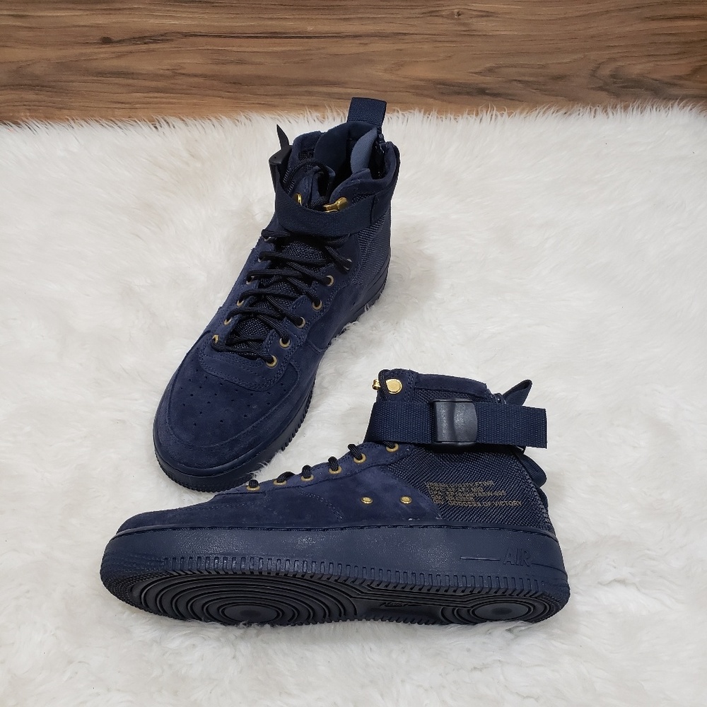 New Nike SF Air Force 1 Mid Navy Blue Sneakers - Picture 4 of 8